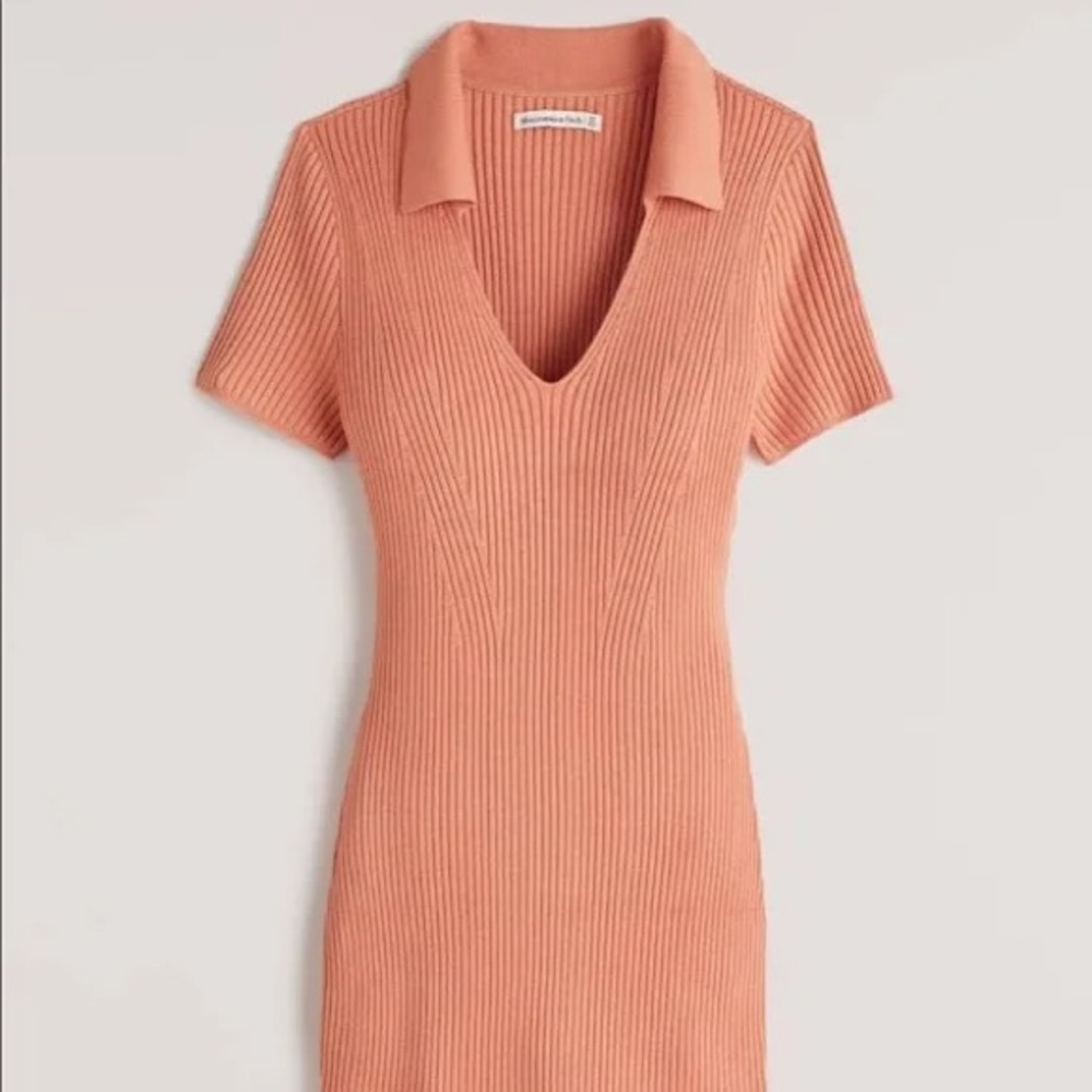 Abercrombie Elevated Ribbed Knit Collared Dress